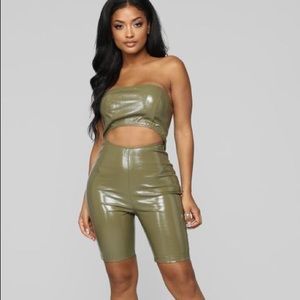 NWT Fashion Nova faux latex cut out romper